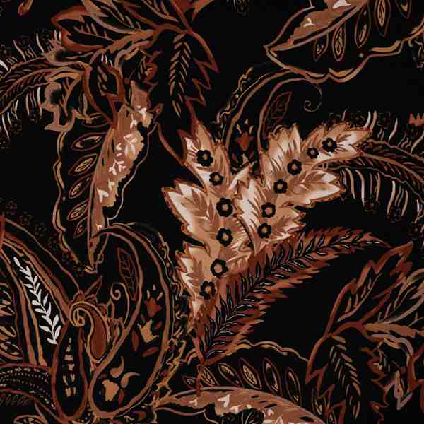 TISSU VISCOSE IMPRIME FEUILLAGE MARRON