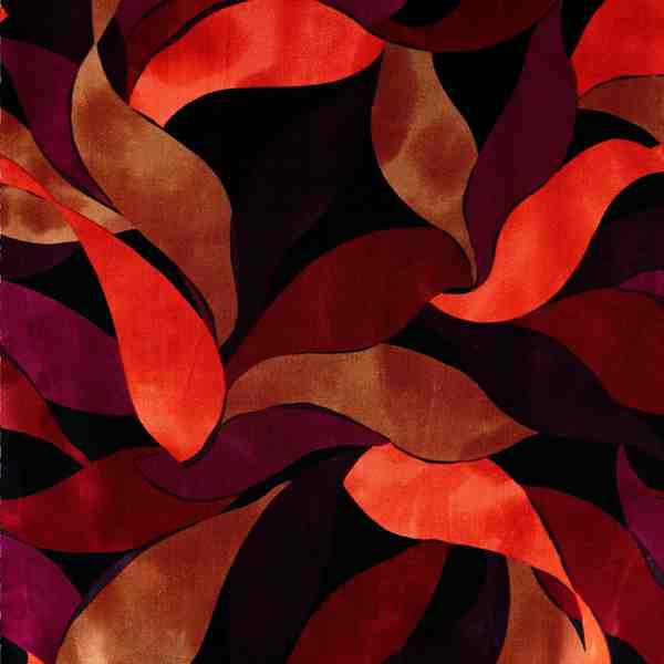 TISSU SATIN DE VISCOSE FEUILLE ROUGE ORANGE