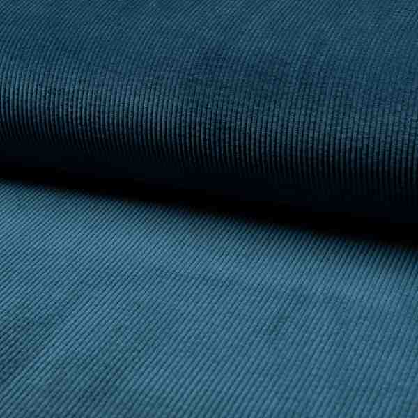 TISSU VELOURS COTELE BLEU PETROLE