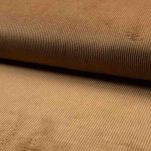 TISSU VELOURS COTELE MARRON CARAMEL