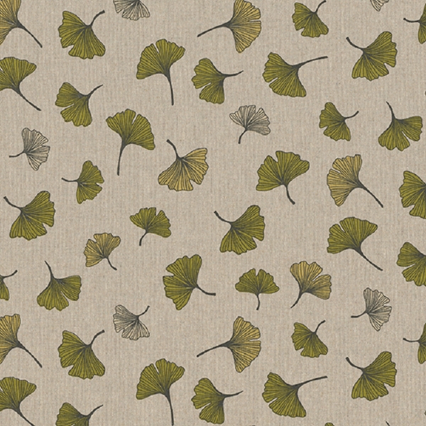 TISSU TOILE ASPECT LIN  GINKO VERT