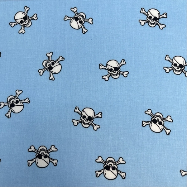 TISSU COTON IMPRIME PIRATE BLEU OEKOTEX