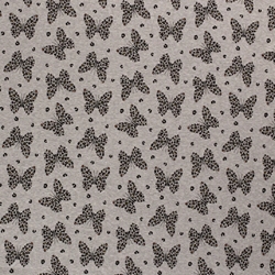 TISSU MOLLETON  PAPILLON GRIS NOIR