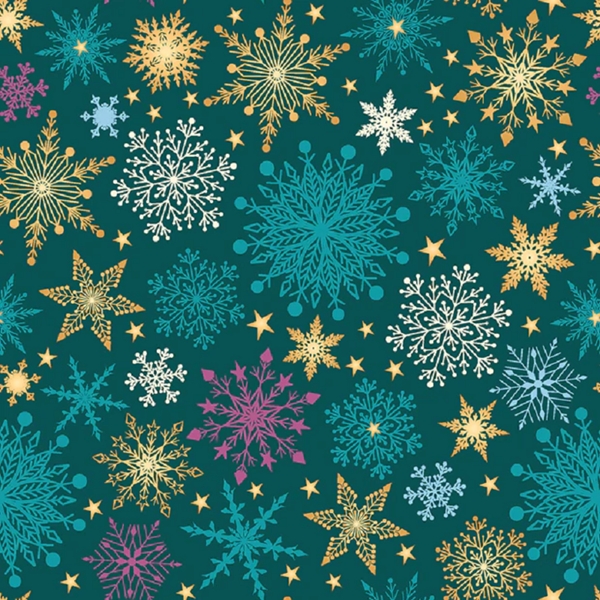 TISSU COTON ETOILE DE NOEL VERT