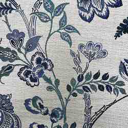 TISSU JACQUARD LES INDIENNES BEIGE BLEU