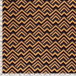 TISSU POPELINE VICOSE ZIGZAG NOIR MARINE BRIQUE