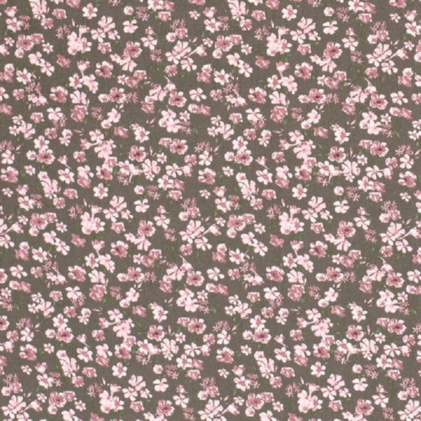 TISSU POPELINE VICOSE TWILL FLEUR ROSE