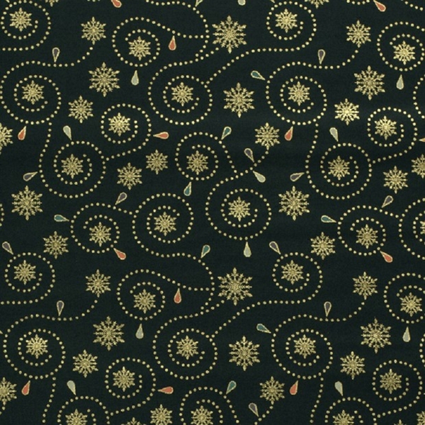 TISSU COTON GUIRLANDE DE NOEL VERT FONCE