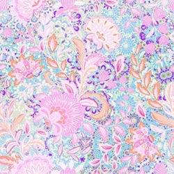 TISSU COTON IMPRIME FLEUR MULTICOLORE PASTEL