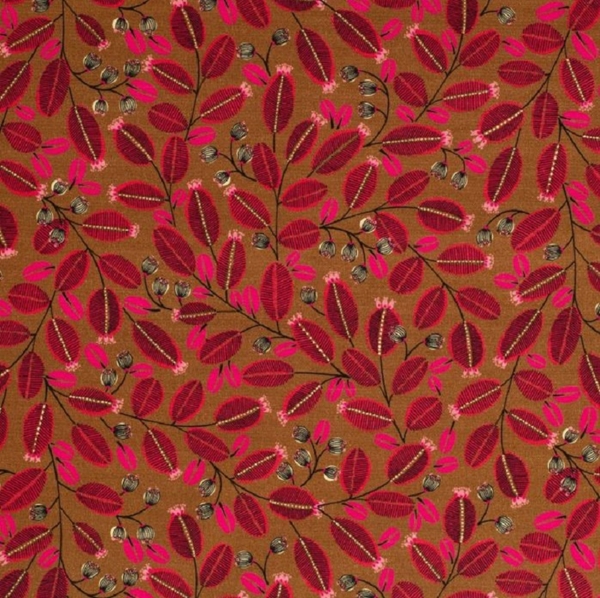 TISSU TOILE COTON LIFE STYLE ROSE CAMEL 