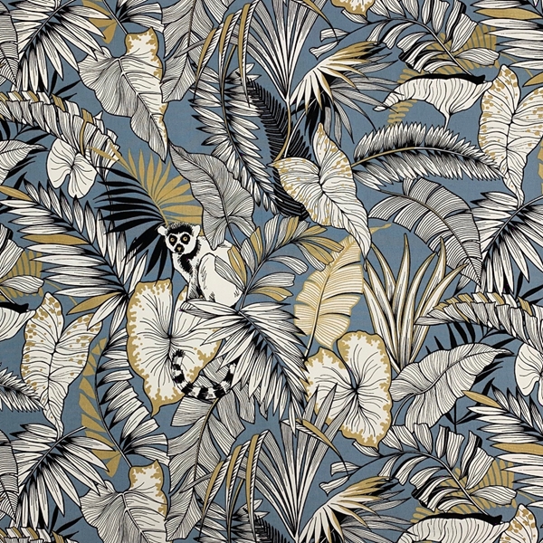 TISSU TOILE COTON GOLD JUNGLE STONE