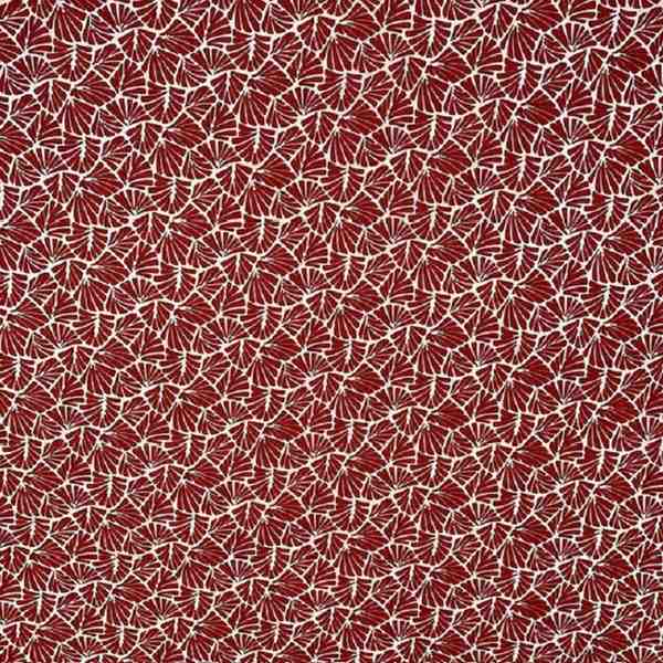 TISSU COTON ENDUIT EVENTAIL GRAPHIQUE ROUGE