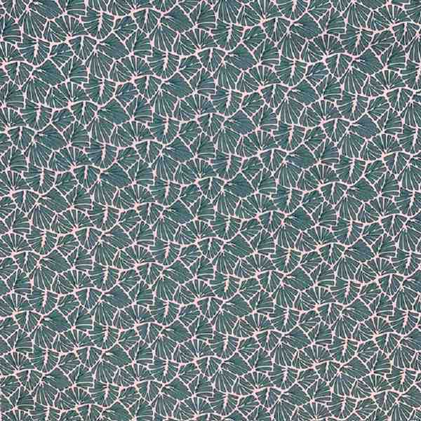 TISSU COTON ENDUIT EVENTAIL GRAPHIQUE TURQUOISE