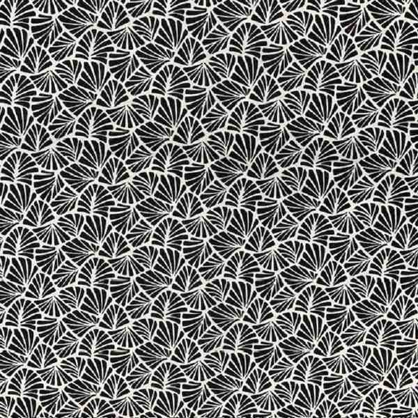 TISSU COTON ENDUIT EVENTAIL GRAPHIQUE NOIR BLANC
