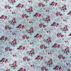 TISSU COTON IMPRIMÉ SUZANNE MOTIF ROSES FOND BLEU