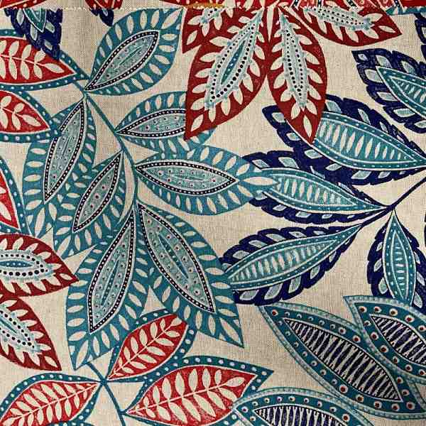 TISSU ASPECT LIN SUREAU MOTIF FEUILLAGE 