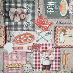 TISSU TOILE ASPECT LIN LINENLOOK PASTA BON APPETIT