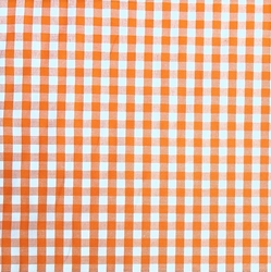 TISSU VICHY CARREAUX ORANGE BLANC 