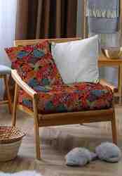 TISSU JACQUARD ISSANDRES FEUILLAGE ROUGE
