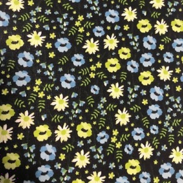 COUPON COTON ALIDA JAUNE NOIR 1M  X 1M40