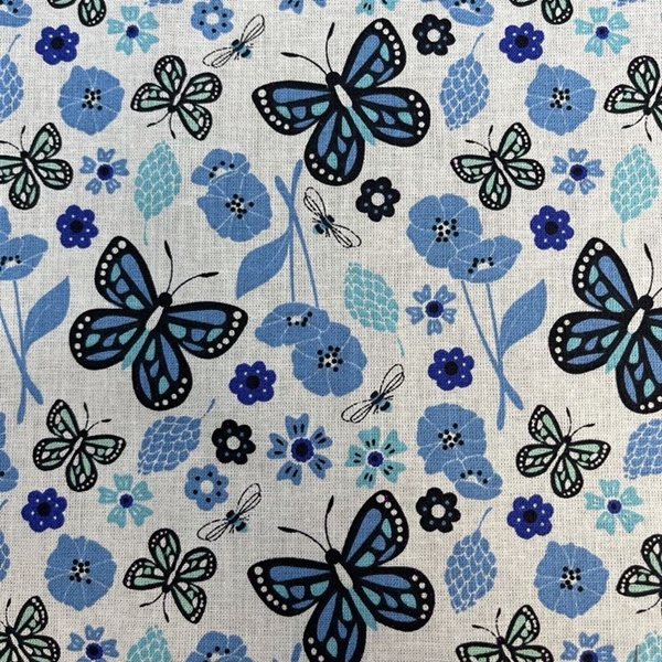 COUPON COTON PAPILLON BLEU 1M50 X 1M40