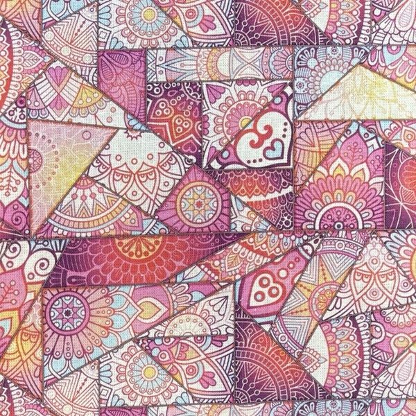 COUPON COTON OEKO-TEX PATCHWORK ROSE 2.50 X1.45M