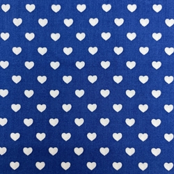 COUPON 70X40CM COEURS BLANCS FOND BLEU MARINE