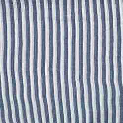 TISSU GAZE DE COTON RAY� BLEU MARINE ET BLANC