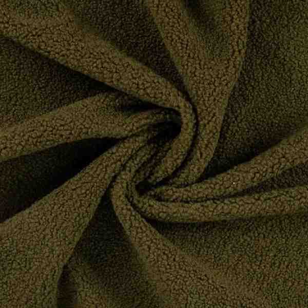 TISSU SHERPA IMITATION MOUTON VERT KAKI