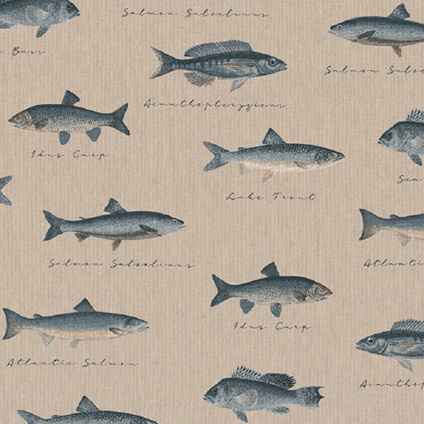 TISSU TOILE ASPECT LIN LA NAGE DES POISSONS