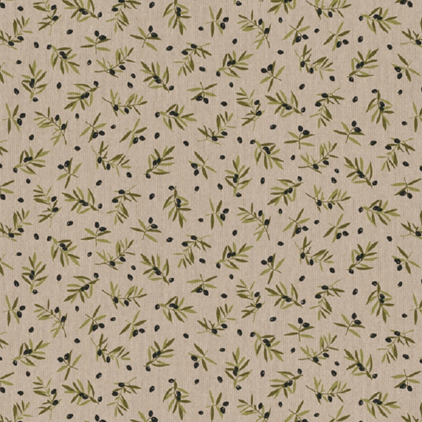 TISSU TOILE ASPECT LIN OLIVE NOIRE