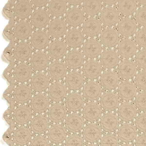 TISSU GAZE DE COTON BRODEE MEDAILLON BEIGE KRAFT