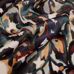 TISSU POLYESTER SATIN AQUARELLE CANARD SAFFRAN