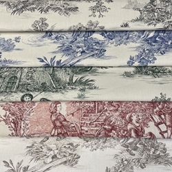 TISSU TOILE DE JOUY PASTORALE ECRU NOIR