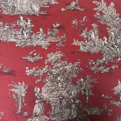 TISSU TOILE DE JOUY PASTORALE ROUGE