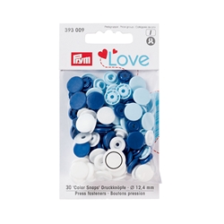 Prym Love Boutons press. plast. 12,4mm bleu/blanc/