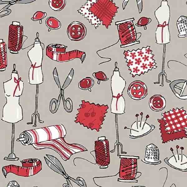 TISSU MFTA COTON MERCERIE LIN ROUGE