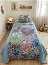 TISSU MFTA COTON RENFORCE FUSAIN BLEU CORAIL