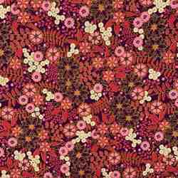 TISSU COTON ENDUIT FLEURS LILY ROSE