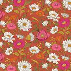 TISSU COTON FLEUR DES CHAMPS MAJORQUE TERRACOTA