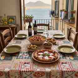 TISSU TOILE ASPECT LIN LINENLOOK PASTA BON APPETIT