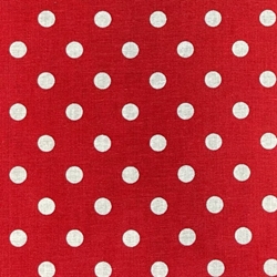 TISSU COTON IMPRIME POINT BLANC FOND ROUGE-