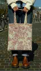 TISSU TOILE FLEUR DE JOUY ROUGE