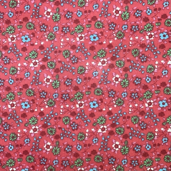 COTON IMPRIME OEKO-TEX JARDIN DE FLEUR ROUGE