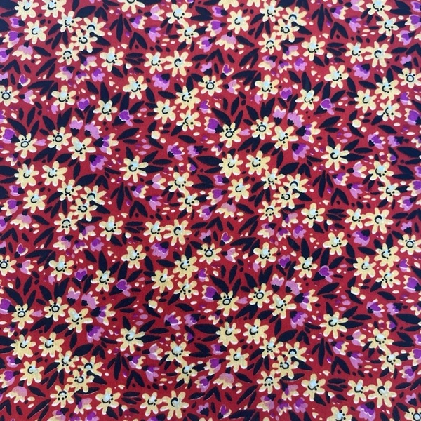 COUPON POLYESTER FLEUR JAUNE FUSCHIA 1M50 X 1M40