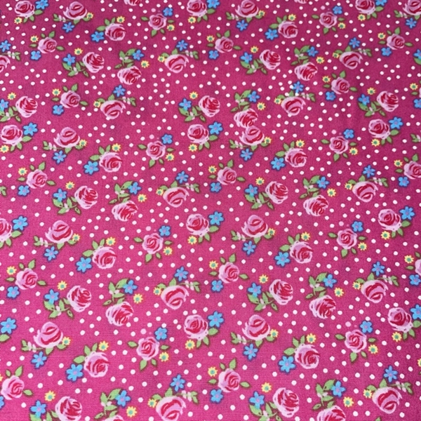 COUPON COTON FLEUR MULTI ROSE 0.95/1.40M 