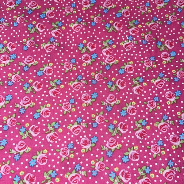 COUPON COTON FLEUR MULTI ROSE 0.95/1.40M 