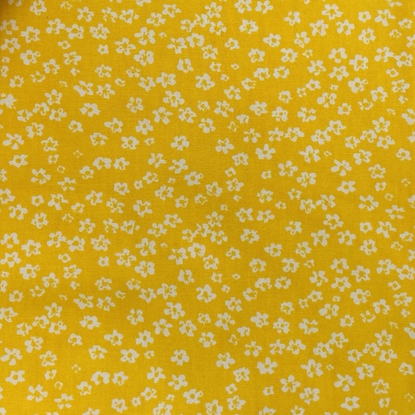 COUPON 70X50CM FLEURS BLANCHES FOND JAUNE