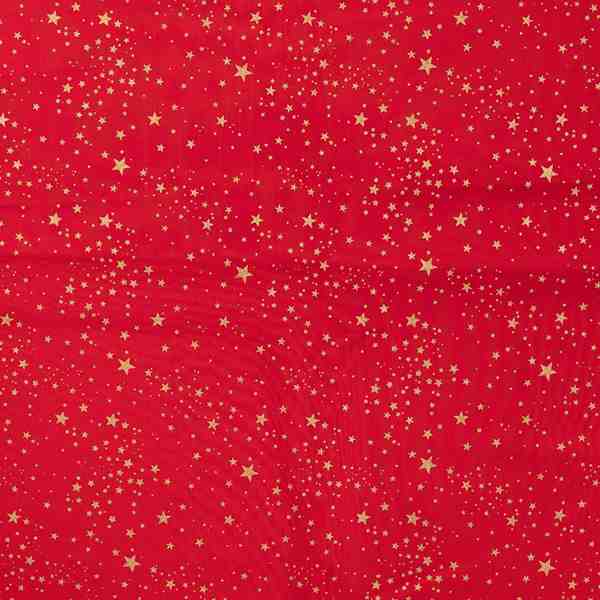 POPELINE DE COTON ETOILES DE NOEL ROUGE