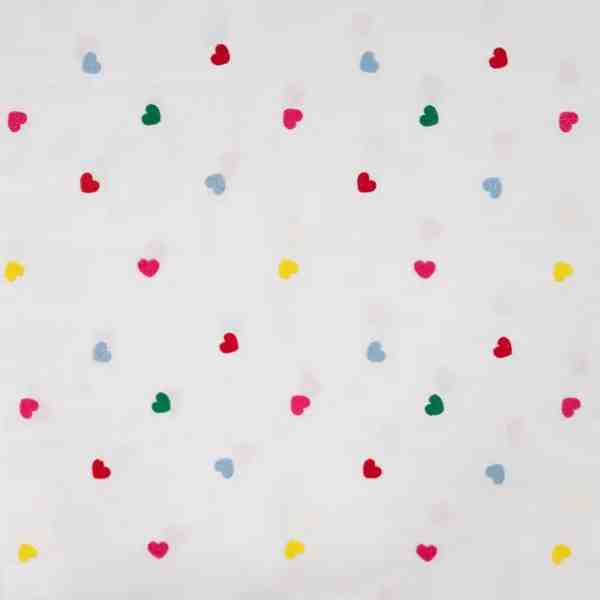 TISSU COTON BRODERIE COEUR MULTI